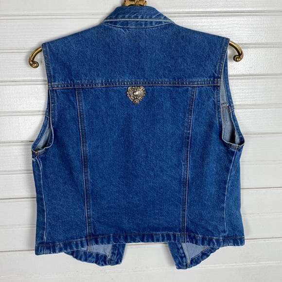 Vintage Denim Brass Menagerie Jean Vest - Picture 6 of 6